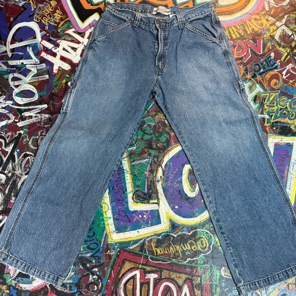 Y2K Levi’s Signature Carpenter Jeans - Men’s 34x30 - Baggy Fit Workwear Denim - Picture 2 of 13